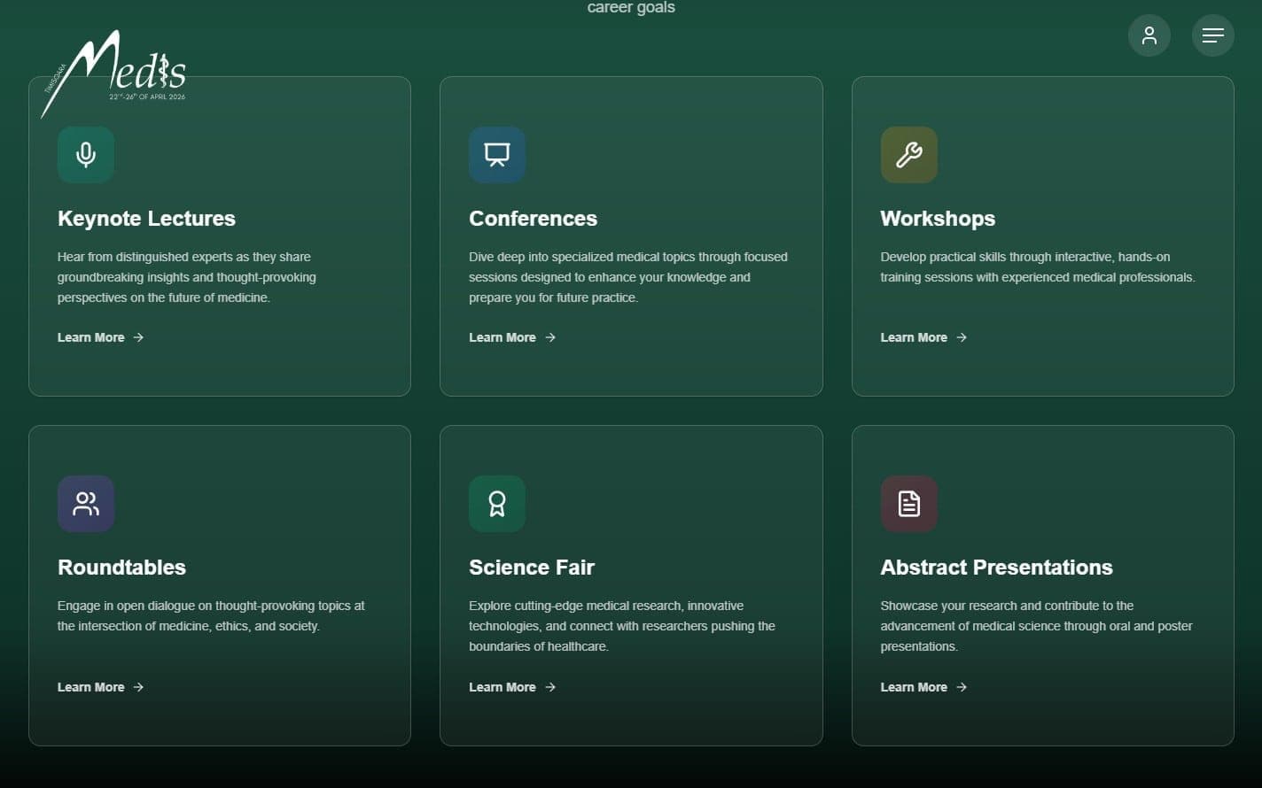 Categoriile programului științific MEDIS: conferințe, workshopuri, mese rotunde, târg de știință și prezentări de rezumate